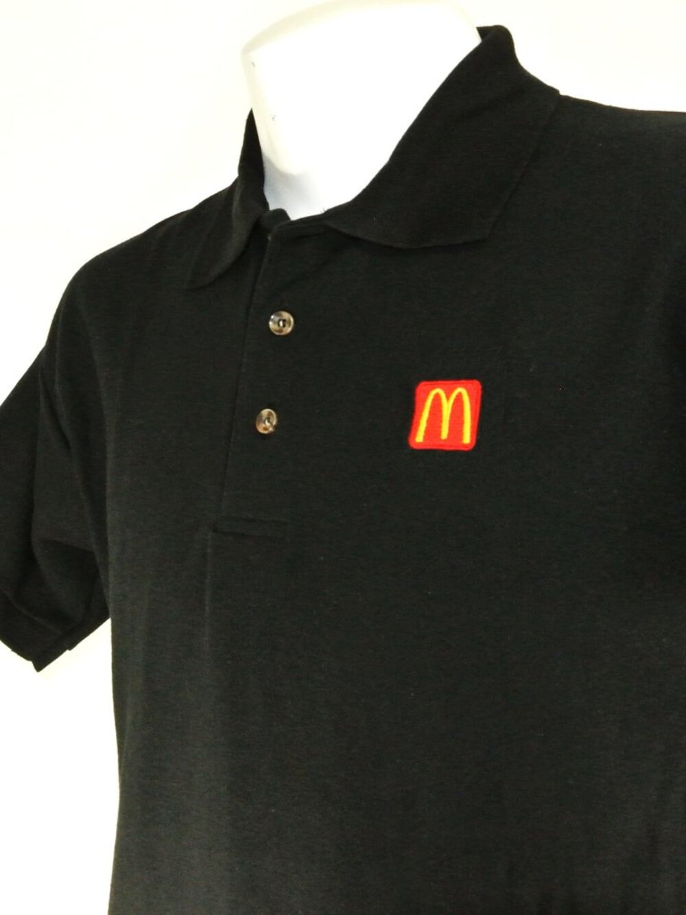 McDONALD'S Fast Food Employee Uniform Polo Shirt Black Size L Large